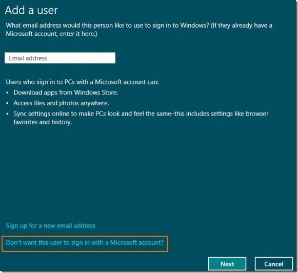 Create User Account In Windows 8 Step1