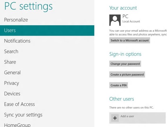 Create User Account In Windows 8