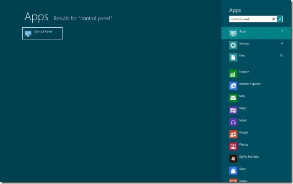 Open Control Panel in Windows 8