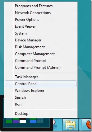 Control Panel in Windows 8