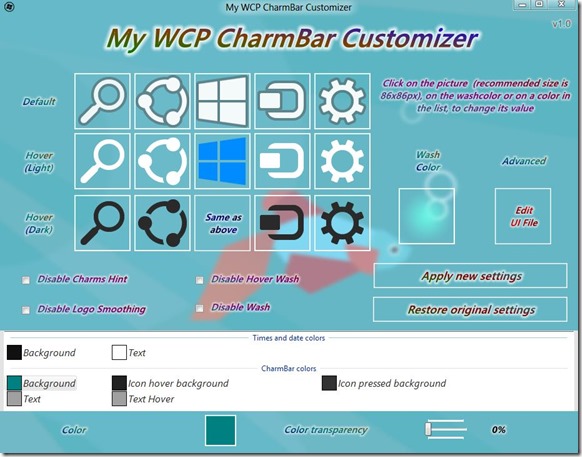 Windows 8 Charms Bar Customizer Picture