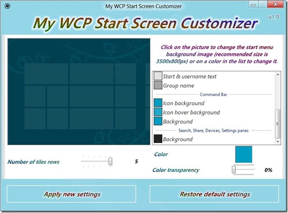 Windows 8 Consumer Preview Start Screen Customizer