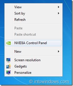 Remove NVIDIA Control Panel Entry From Right Click Menu