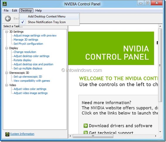 Remove NVIDIA Control Panel Entry From Right Click Menu step 1