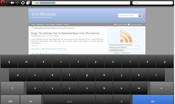 Opera Moibile for Windows Tablet Pictuer