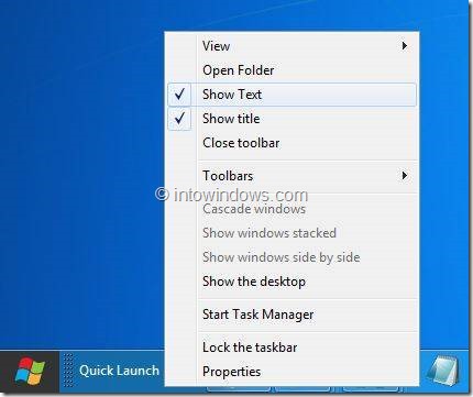 Enable Quick Launch in Windows 8 Step 5