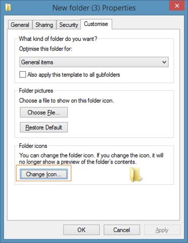 change folder icon in Windows 7 or Windows 8 step2