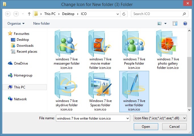 change folder icon in Windows 7 or Windows 8 step4