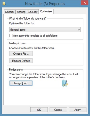 change folder icon in Windows 7 or Windows 8 step6