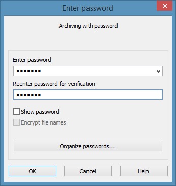 Create zip file with password in Windows 7 Windows 8 Step4