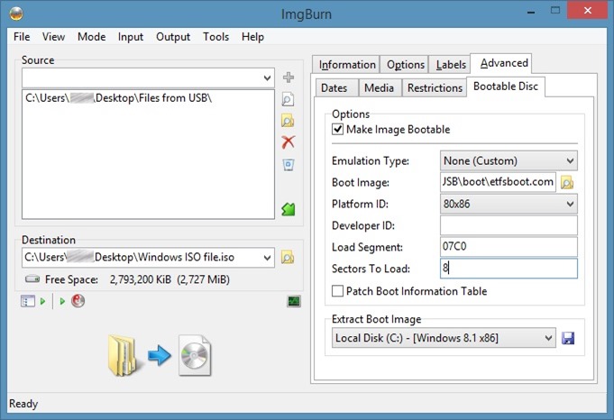 Create bootable Window ISO from USB step4