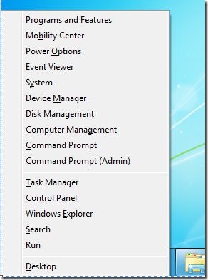 windows plus x menu for windows 7