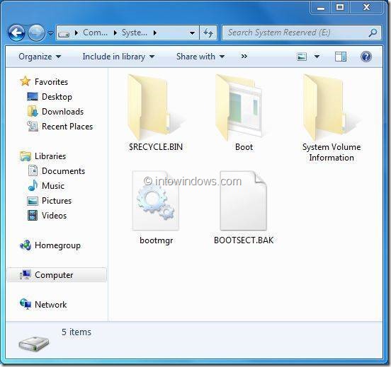 Open Hidden System Reserved Partition In Windows 7 Step2