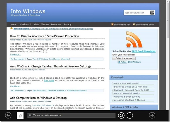 Metro Internet Explorer 10 Browser For Windows 7