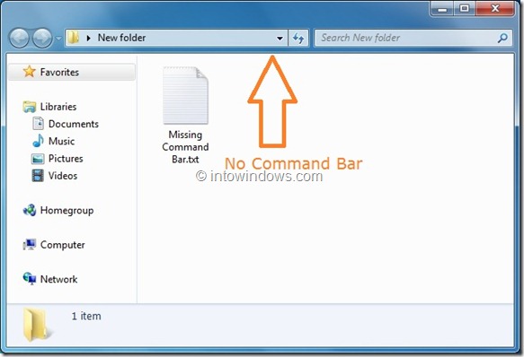 Remove Windows 7 Explorer Command Bar