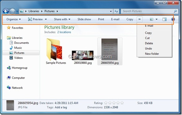 Windows 7 Explorer Toolbar