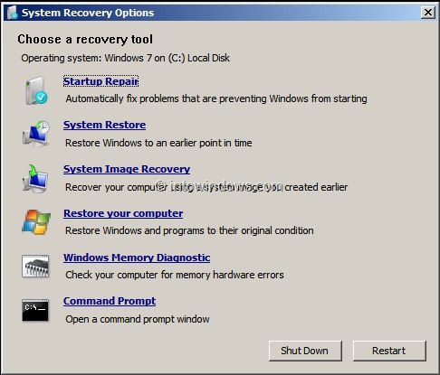 System Recovery Options