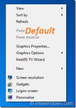 Default Desktop Context Menu Background