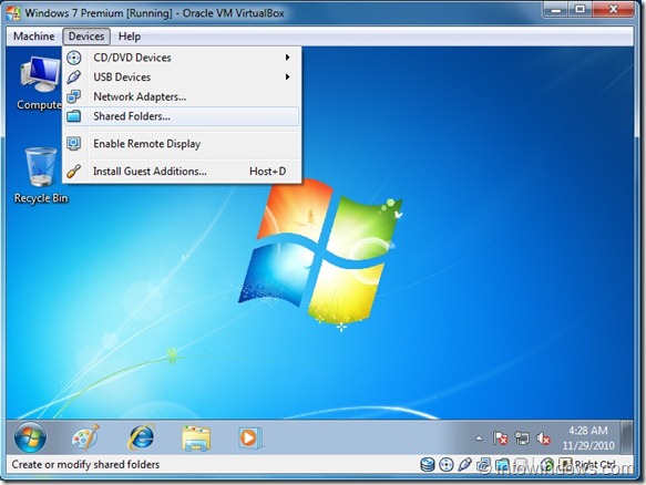 Share Folders Between VirtualBox And Windows 7 Host Machine