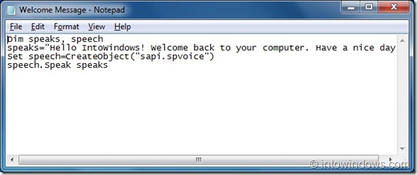 Make Windows 7 Welcome You With A Custom Voice Message step 2