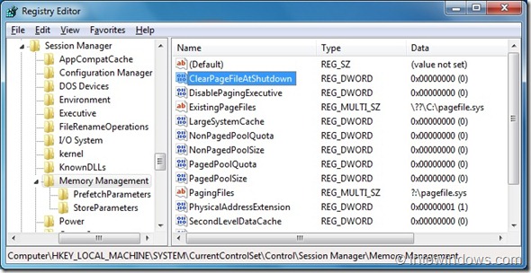 Clear Windows Paging File At Shutdown