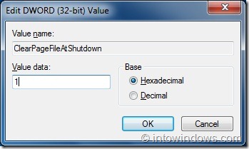 Clear Windows Paging File At Windows 7 Shutdown