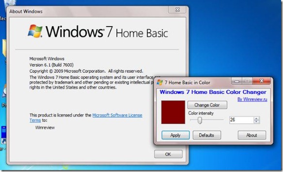 Windows 7 Home Basic Color Changer