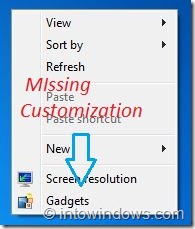 Missing Customization Feature in Windows 7 Home Basic