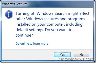 Disable Search feature in Windows 7