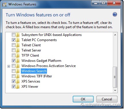 Disable Search feature in Windows 7 step5