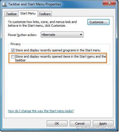 Clear Jump List Recent Items In Windows 7 guide3