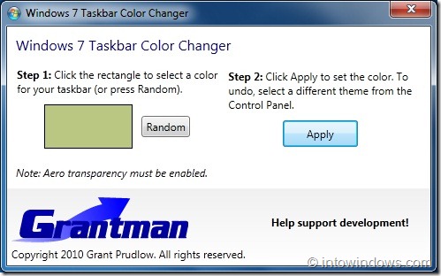 Windows 7 Taskbar Color Changer