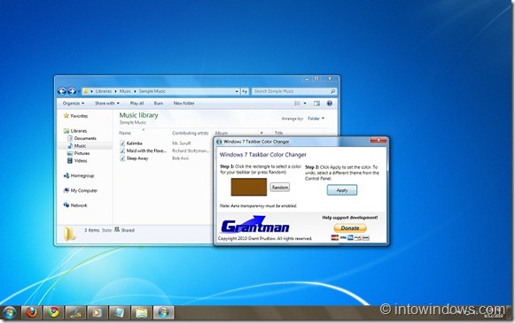 Change Windows 7 Taskbar Color