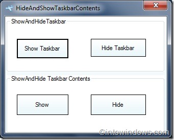 Hide Windows 7 taskbar buttons