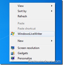 Add Programs to desktop context menu in Windows 7