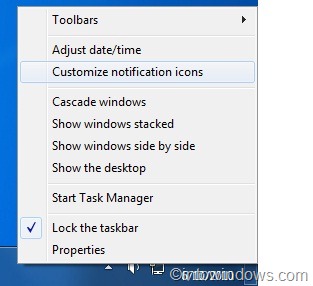 hide clock from windows 7 taskbar