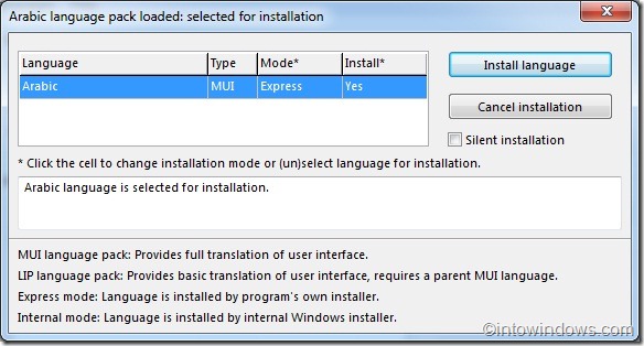 how to install language pack in Windows 7 Professional