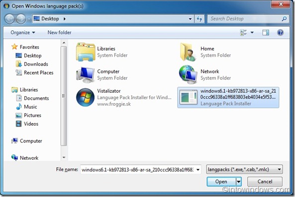 Install language pack in Windows 7 Home Premium 