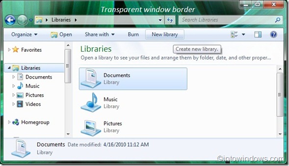 Border Transparent in Windows 7