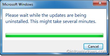 Uninstalling windows 7 sp1