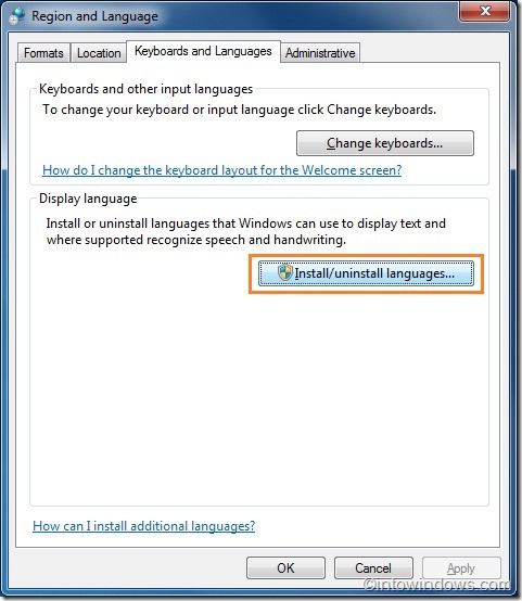 Install language in windows 7