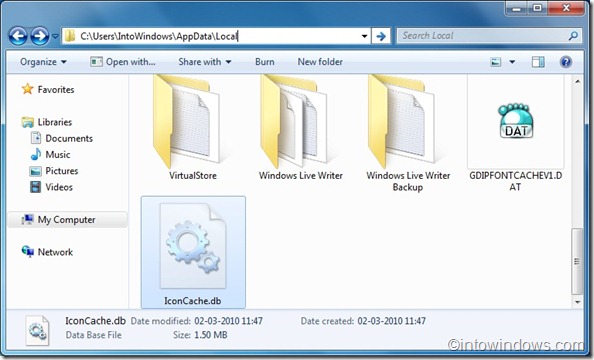 Rebuild Icon Cache to repair Windows 7 Icons