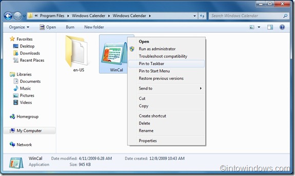 Windows Calndar file