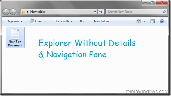 explorer without navigation pane