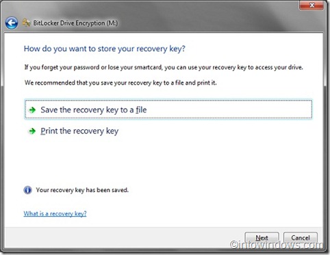 save the recovery key