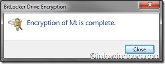 BitLocker drive encryption complete