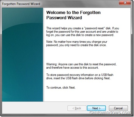 forgotten password wizard