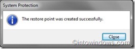 restore point created