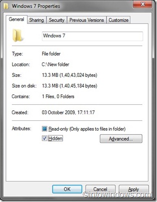 Windows 7 folder properties