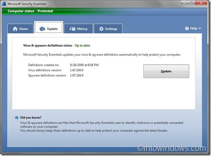 microsoft security essentials after offline update